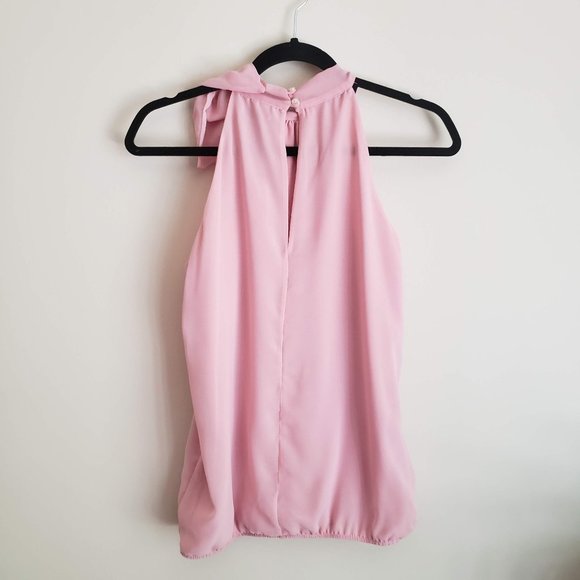NY&C Blush Bow Halter Blouse - Picture 2 of 6